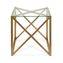 22' Metal Geometric Side Table In Gold - Henn&Hart -Living Space Shop GUEST 01664026 b27b 4871 b234 6fb09c32d9b5