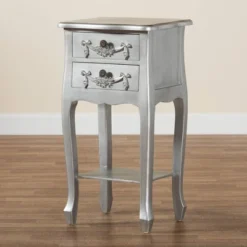 Eliya Brushed Wood 2 Drawer Nightstand Silver - Baxton Studio -Living Space Shop GUEST 01ecd043 4bfc 4f8a 8a6e d918b9070b29