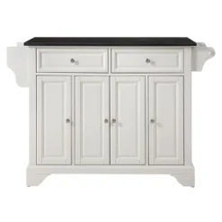 LaFayette Solid Black Granite Top Kitchen Island - White - Crosley