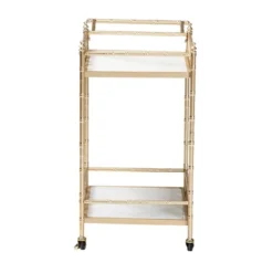 Mela Metal And Marble 2 Tier Wine Cart Gold/White Marble - Baxton Studio -Living Space Shop GUEST 035f05db f17d 4fcd 8df7 c08523dba6c1