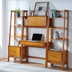 3pc Landon Desk And Bookcases Set Acorn - Crosley