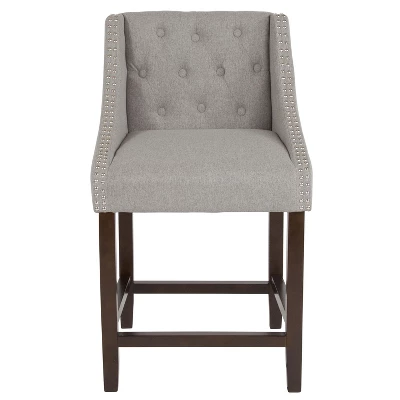 Merrick Lane Upholstered Counter Stool 24" High Transitional Tufted Counter Stool With Accent Nail Trim 3 Merrick Lane Upholstered Counter Stool 24" High Transitional Tufted Counter Stool With Accent Nail Trim - Image 3