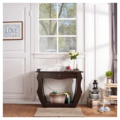 Coralli Modern Cut Out Sofa Table Walnut - HOMES: Inside + Out -Living Space Shop GUEST 059225fc 35b0 465b 849d 38d8ebaf4ec6