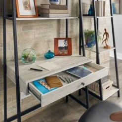 3pc Neveah Marble Ladder Desk And Bookcase Set Matte Black - Inspire Q -Living Space Shop GUEST 067abc86 1a09 4d43 9643 7797db94c4eb