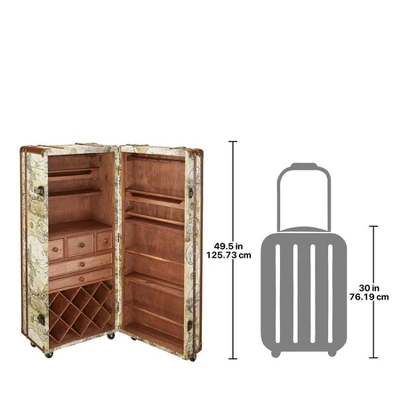 Design Toscano Italian-Style World Map Cocktail Bar Steamer Trunk 6 Design Toscano Italian-Style World Map Cocktail Bar Steamer Trunk - Image 6