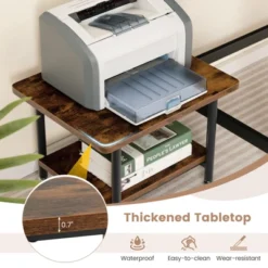 Costway 2-Tier Rolling Under Desk Printer Cart Machine Stand Storage Rack Brown -Living Space Shop GUEST 06f62aa3 4f21 4915 895d 6ed5970bb6e4
