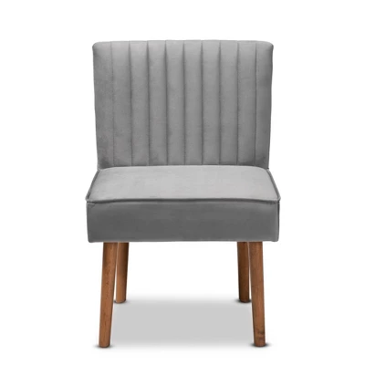 Alvis Velvet Upholstered And Wood Dining Chair - Baxton Studio 2 Alvis Velvet Upholstered And Wood Dining Chair - Baxton Studio - Image 2