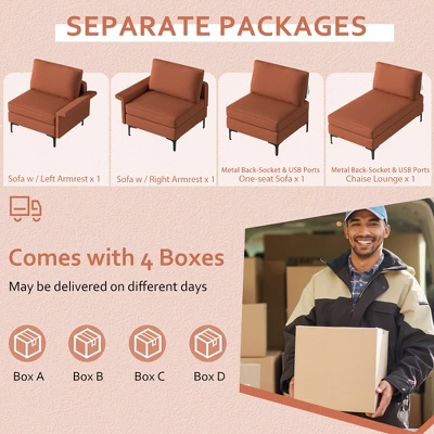 Costway L-shaped Modern Modular Sectional Sofa W/ Reversible Chaise & 4 USB Ports 8 Costway L-shaped Modern Modular Sectional Sofa W/ Reversible Chaise & 4 USB Ports - Image 8