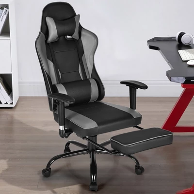 Costway Gaming Chair Racing High Back Office Chair W/ Footrest Black 3 Costway Gaming Chair Racing High Back Office Chair W/ Footrest Black - Image 3