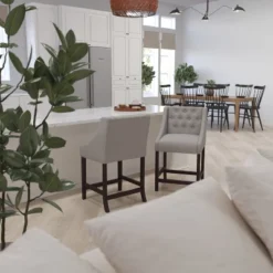 Merrick Lane Upholstered Counter Stool 24" High Transitional Tufted Counter Stool With Accent Nail Trim 26 Merrick Lane Upholstered Counter Stool 24" High Transitional Tufted Counter Stool With Accent Nail Trim -Living Space Shop GUEST 08205375 79e7 4bf1 83ee 3edf6d02b90f