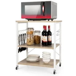 Costway 3-Tier Kitchen Baker's Rack Microwave Oven Storage Cart W/ Hook 23 Costway 3-Tier Kitchen Baker's Rack Microwave Oven Storage Cart W/ Hook -Living Space Shop GUEST 087d5993 946a 4e5f 8ea6 00356d130c10