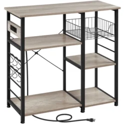 Yaheetech Vintage Kitchen Island Baker's Rack With Power Outlet Utility Microwave Stand -Living Space Shop GUEST 09860da9 8d55 4b69 b00a af457d1f67f6