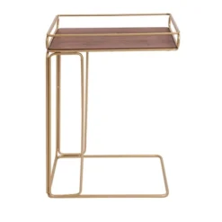 Metal Frame C Shaped Side Table Brown/Gold - The Urban Port