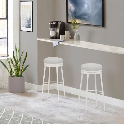 Aubrie Backless 30" Swivel Barstool Off White/Silver - Hillsdale Furniture 3 Aubrie Backless 30" Swivel Barstool Off White/Silver - Hillsdale Furniture - Image 3