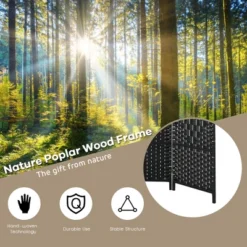 Costway 6-Panel Room Divider 6Ft Weave Fiber Folding Privacy Screen BrownBlack -Living Space Shop GUEST 0a73dbf5 3c02 4e5d 817e 48ece830ff03