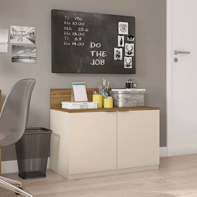 36" Wooden Accent Cabinet With 2 Doors Brown/Off White - The Urban Port 5 36" Wooden Accent Cabinet With 2 Doors Brown/Off White - The Urban Port - Image 5