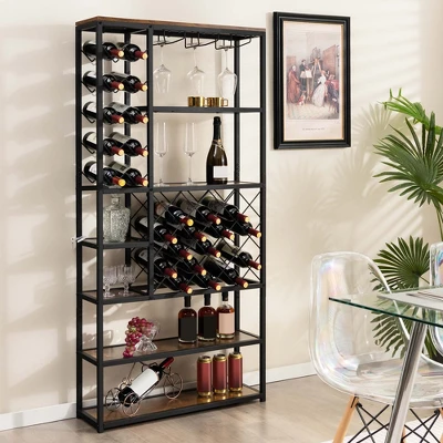 Costway Industrial Wine Rack Multi-purpose Freestanding Bakers Rack With Glass Holder -Living Space Shop GUEST 0ab2436f 8f26 41ce 97ae 9576e3441ef4