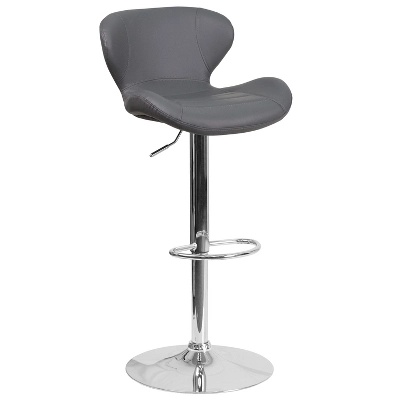 Merrick Lane Adjustable Height Barstool Contemporary Bar Height Stool With Curved Back And Metal Base With Footrest 17 Merrick Lane Adjustable Height Barstool Contemporary Bar Height Stool With Curved Back And Metal Base With Footrest - Image 17