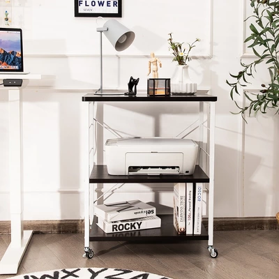 Costway 3-Tier Kitchen Baker's Rack Microwave Oven Storage Cart W/ Hook 1 Costway 3-Tier Kitchen Baker's Rack Microwave Oven Storage Cart W/ Hook