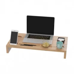 3.5" X 12" Bamboo Monitor Stand And Desk Organizer - Hastings Home