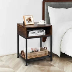 Costway Set Of 2 Industrial Nightstand End Side Table W/ Compartment & Mesh Shelf 11 Costway Set Of 2 Industrial Nightstand End Side Table W/ Compartment & Mesh Shelf -Living Space Shop GUEST 0d0c90b1 a351 4d1b b2b5 902da5e4d5a6