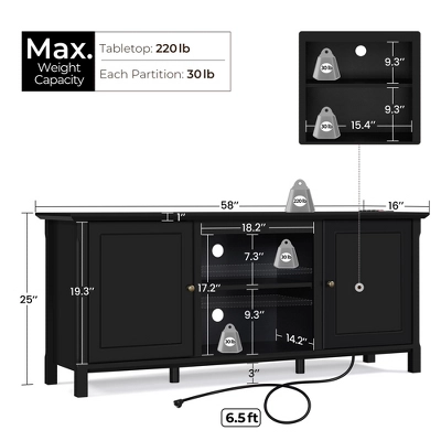 Yaheetech 24.6in Height Mid-century TV Stand TV Console Table Black 2 Yaheetech 24.6in Height Mid-century TV Stand TV Console Table Black - Image 2