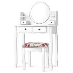 Tangkula Vanity Table Set W/Detachable Mirror & Stool Black/White -Living Space Shop GUEST 0dca2b86 31cf 4daa 9ac2 a321829b4a78
