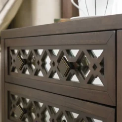 Mirrored Diamond Filigree X Base Nightstand/Table Walnut - Leick Home -Living Space Shop GUEST 0e0a934e 129f 477b 9796 be61156fa263