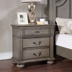 3pc Pennings Traditional Bed Set With 2 Nightstands Gray - HOMES: Inside + Out -Living Space Shop GUEST 0e8af0b5 7015 49f6 9800 6ffaffc31630