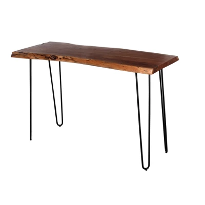 Alaterre Furniture Hairpin Natural Brown Live Edge Media Console Table Metal And Wood 1 Alaterre Furniture Hairpin Natural Brown Live Edge Media Console Table Metal And Wood
