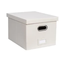 BirdRock Home 1-Pack Collapsible File Storage Organizer With Lid - Cream -Living Space Shop GUEST 0f2254cf 5246 404d bebf 090410e849b7