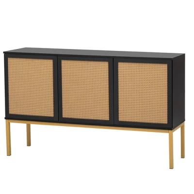 Sideboard With Faux Rattan Door And Metal Legs - ModernLuxe 7 Sideboard With Faux Rattan Door And Metal Legs - ModernLuxe - Image 7