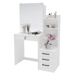 Hannah Vanity With Mirror White - Polifurniture -Living Space Shop GUEST 0fdb7d1c 0f7f 46ab 9dc6 c0d445413018