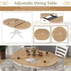 5-Piece Vintage Wood Extendable Dining Table Sets With 4 Upholstered Dining Chairs - ModernLuxe -Living Space Shop GUEST 0fe9b27c 2b27 45f7 85de a619ce062888