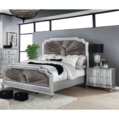 3pc Queen Bentlee Bedroom Set With 2 Nightstands Silver/Warm Gray - HOMES: Inside + Out 1 3pc Queen Bentlee Bedroom Set With 2 Nightstands Silver/Warm Gray - HOMES: Inside + Out