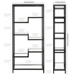 68" 5-Tier Black Metal Book Case With Glass Top Shelves - Henn&Hart 10 68" 5-Tier Black Metal Book Case With Glass Top Shelves - Henn&Hart -Living Space Shop GUEST 10b530eb b589 493e a699 08a01dc4664d