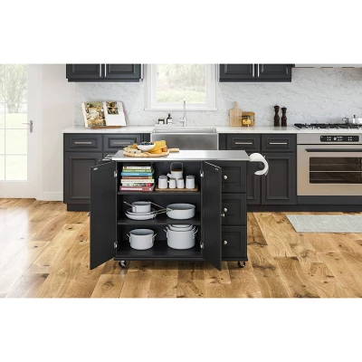 Large Dolly Madison Kitchen Cart With Stainless Steel Top - Homestyles 16 Large Dolly Madison Kitchen Cart With Stainless Steel Top - Homestyles - Image 16