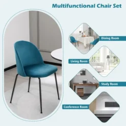 Tangkula Dining Chair Set Of 2 Upholstered Velvet Chair Set W/ Metal Base For Living Room -Living Space Shop GUEST 124f79b5 04d0 477d ae7e 4b5f1ecda709