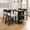 5pc Knolle Park Wood Counter Height Dining Set Black With Oak Wire Brush Finished Top - Hillsdale Furniture