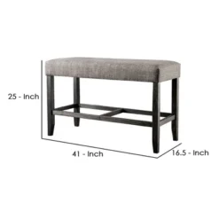 41" Counter Height Bench With Padded Seating Gray - Benzara -Living Space Shop GUEST 140aa11c a3c1 45c1 9c93 ce7864d799e8