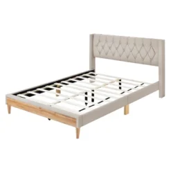 Queen Size Upholstered Wood Platform Bed-ModernLuxe -Living Space Shop GUEST 1418593e 52cf 4275 a9f0 d2b8de1da3e3