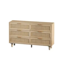 6-Drawer Rattan Dresser For Living Room And Bedroom, Natural - ModernLuxe -Living Space Shop GUEST 14dfb5e8 1b48 47d6 995e 7335ca718fd9