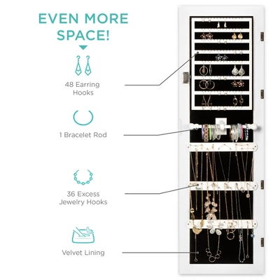 Best Choice Products 6-Tier Standing Mirror Lockable Storage Organizer Cabinet Armoire W/ LED Lights 2 Best Choice Products 6-Tier Standing Mirror Lockable Storage Organizer Cabinet Armoire W/ LED Lights - Image 2