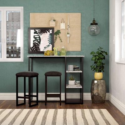 3pc Nora Bar Height Dining Set With Faux Terrazzo Top - Novogratz 2 3pc Nora Bar Height Dining Set With Faux Terrazzo Top - Novogratz - Image 2