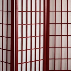 3 Ft. Tall Window Pane Shoji Screen - Rosewood (8 Panels) - Oriental Furniture