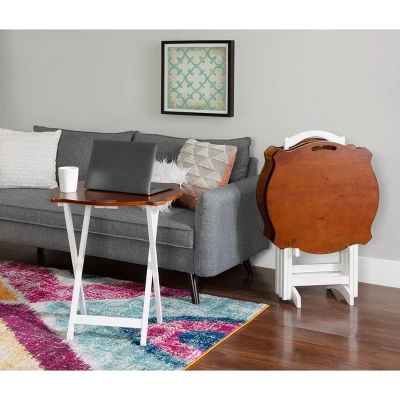 Austin Tray Table Set White/Hazelnut - Powell Company 1 Austin Tray Table Set White/Hazelnut - Powell Company
