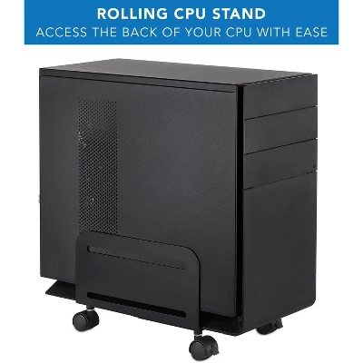 Mount-It! Rolling CPU Stand With Wheels | Heavy Duty Desktop Computer Tower Cart With Ventilation And Adjustable Width From 4.87 To 8.5 Inches | Steel 3 Mount-It! Rolling CPU Stand With Wheels | Heavy Duty Desktop Computer Tower Cart With Ventilation And Adjustable Width From 4.87 To 8.5 Inches | Steel - Image 3