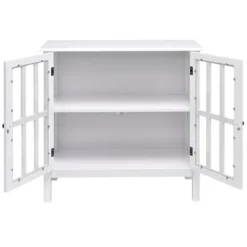 Costway 31'' Storage Buffet Cabinet Glass Door Sideboard Console Table Server Display White -Living Space Shop GUEST 1a9a9fea ffff 4048 9460 19b2d48f1999