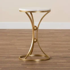 Tarmon Metal End Table With Marble Tabletop Gold - Baxton Studio -Living Space Shop GUEST 1b07cf67 a6e8 4658 8962 2fc8ecf8d937