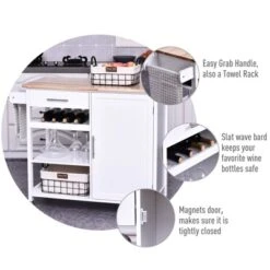 HOMCOM 4-Tier Rolling Kitchen Island Utility Trolley Serving Cart Kitchen Storage Cart W/ Butcher Block Countertop, Drawer -Living Space Shop GUEST 1b65d270 c02d 409b 8904 8592ce34dd39